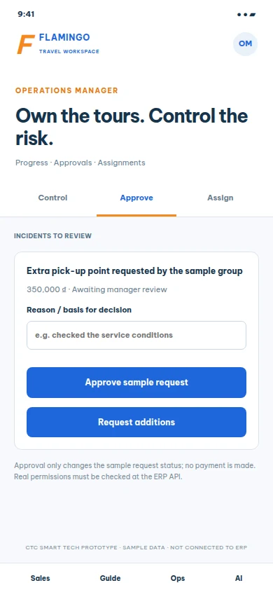 Manager app prototype · approval queue