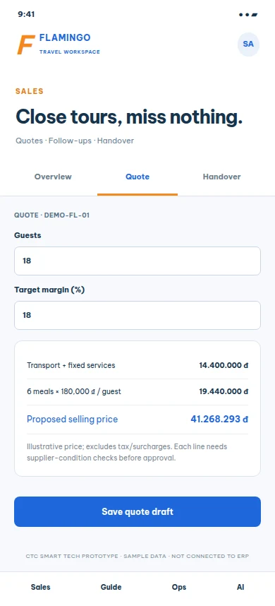Sales app prototype · illustrative quote