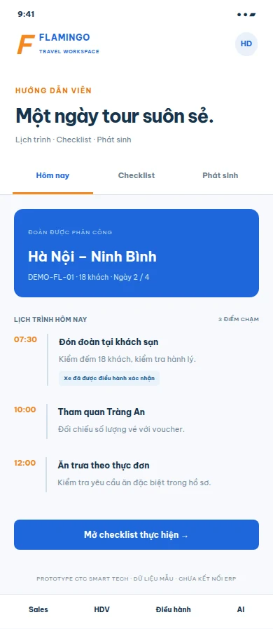 Prototype đề xuất: Sales · HDV · Quản lý điều hành
