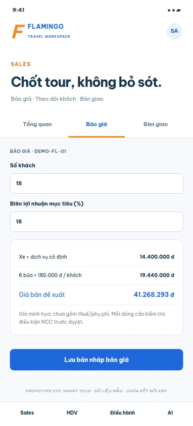 Prototype App Sales · báo giá minh họa